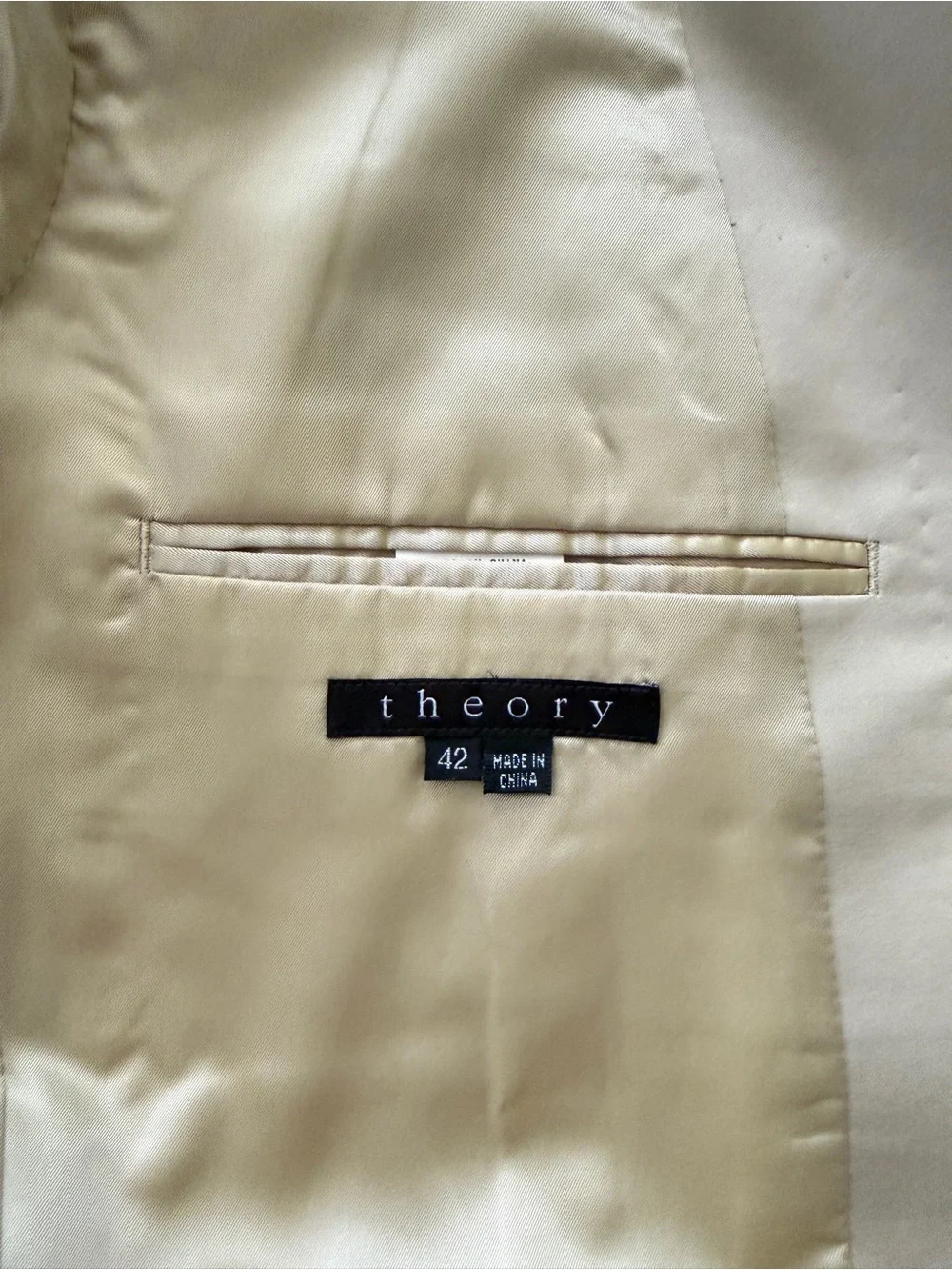 Theory Men's Tailored Khaki Suit - Classic Notch Lapel, Size 42